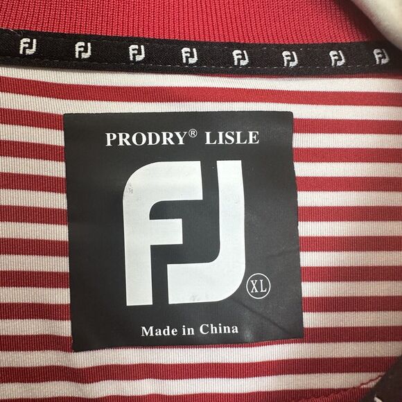 FootJoy Polo Shirt Mens XL Red‎ White Striped Prodry Lisle Performance Golf - Picture 5 of 10